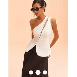 NWT Commense One-Shoulder Asymmetric Button Vest Sz S